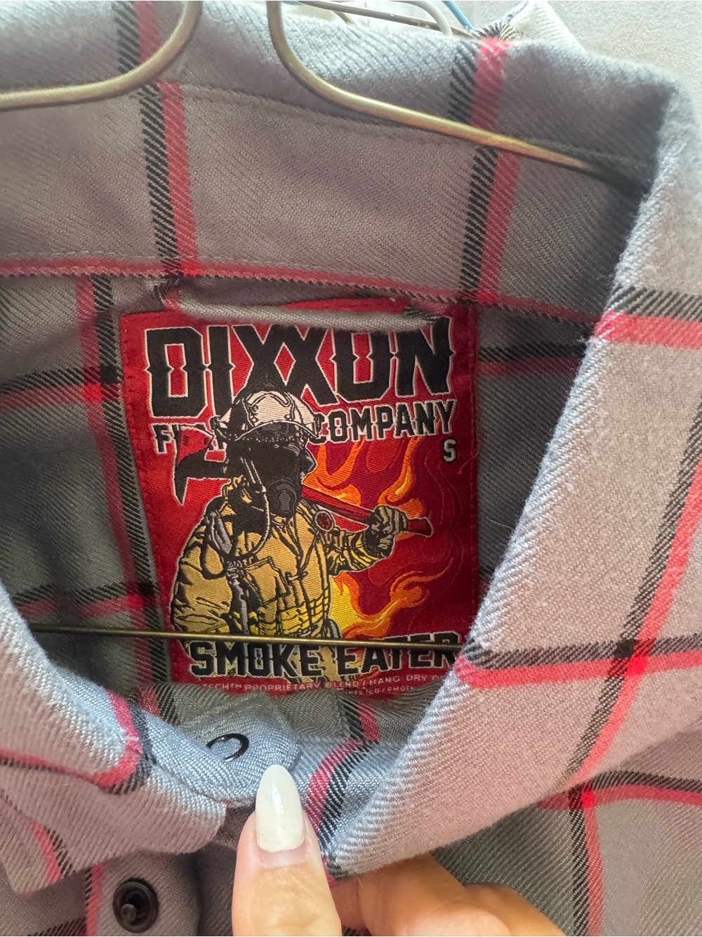 DIXXON Gray Plaid Button-Down Shirt with Red Accents - Picture 2 of 2